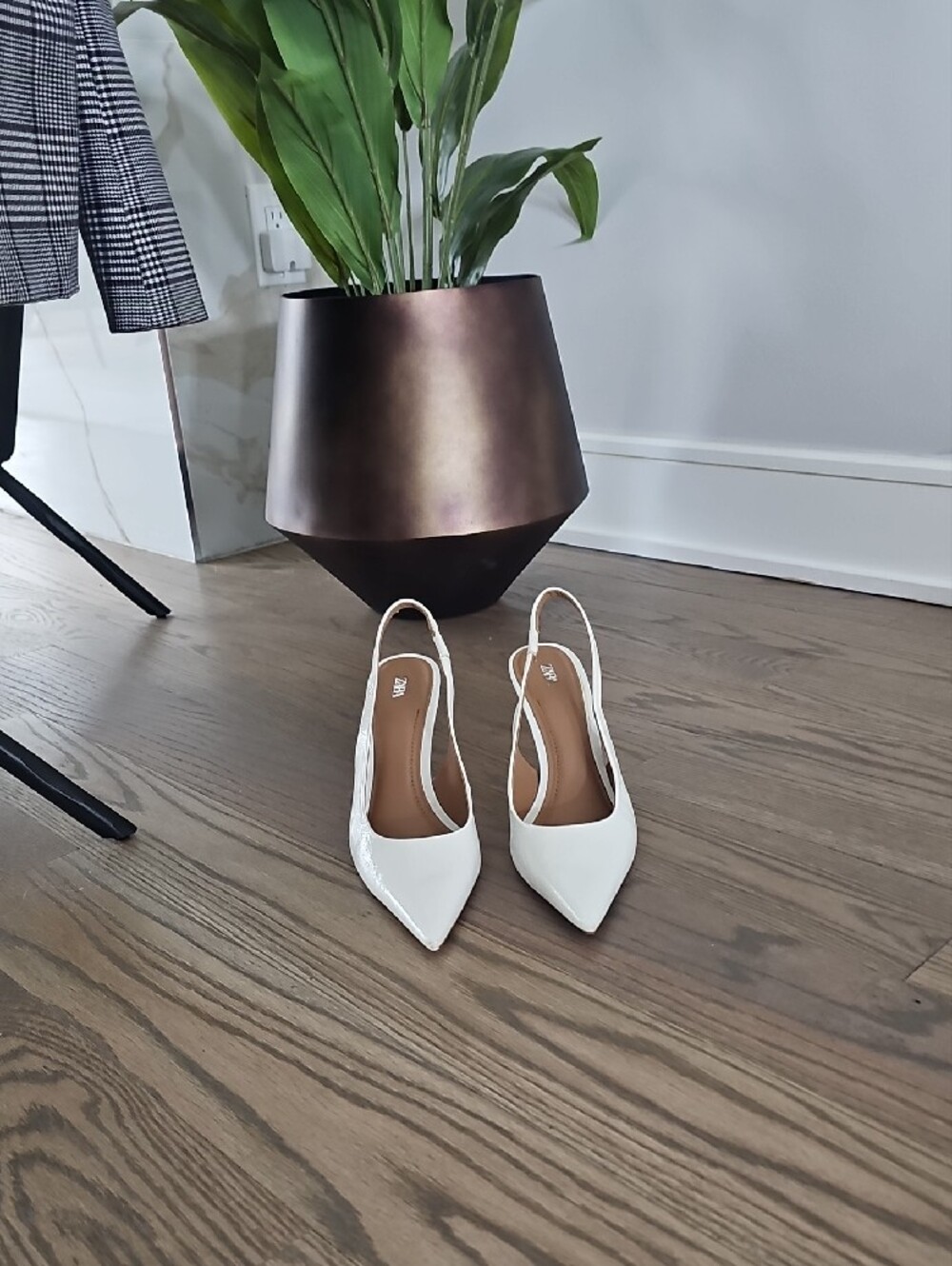 Zara White Sculpted Slingback Wedge Heels - Picture 2 of 6